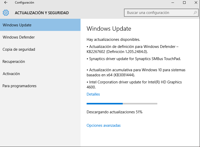 Actualizando windows 10