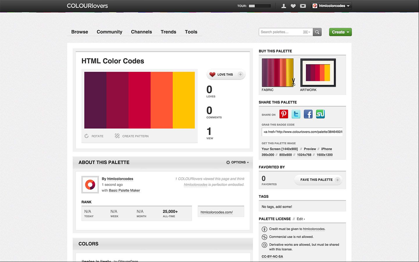 Paleta de colores Colour Lovers