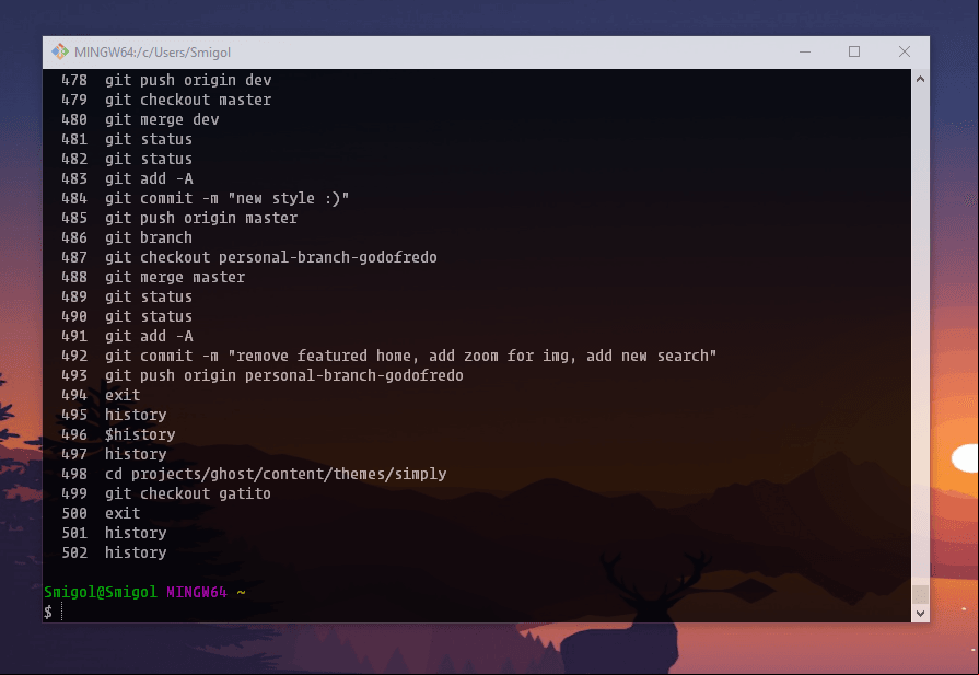 Eliminar comandos de la terminal de linux