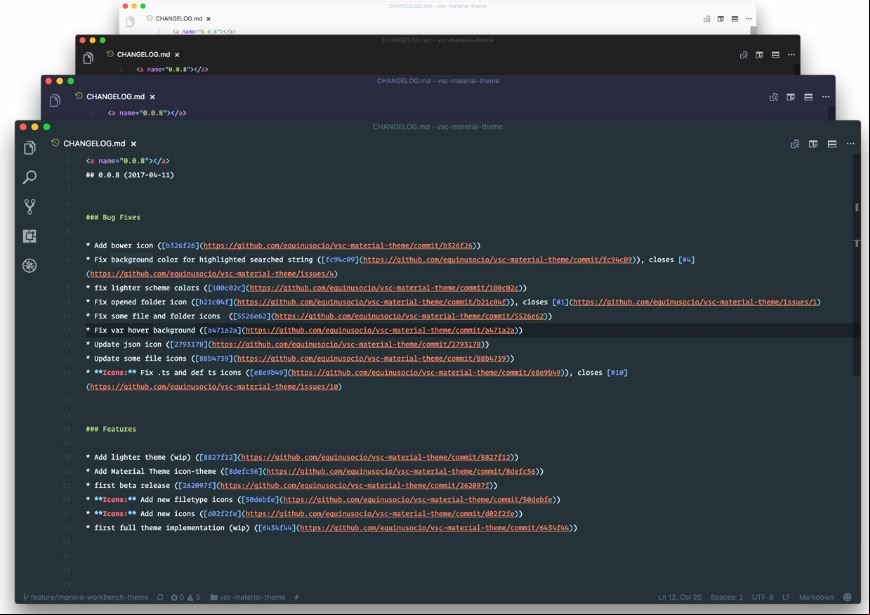 Material Theme for vs code