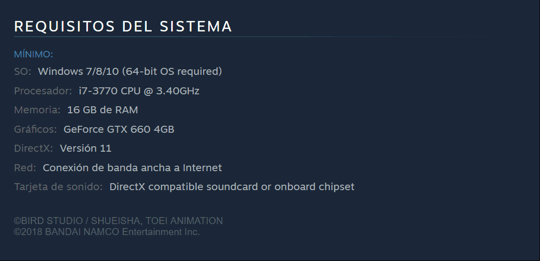 Requisitos mínimos del Sistema